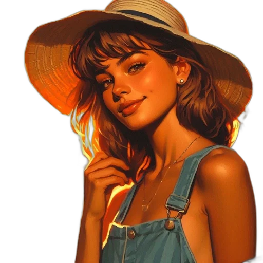 hat, face, jewelry, dress transparent PNG cut-out