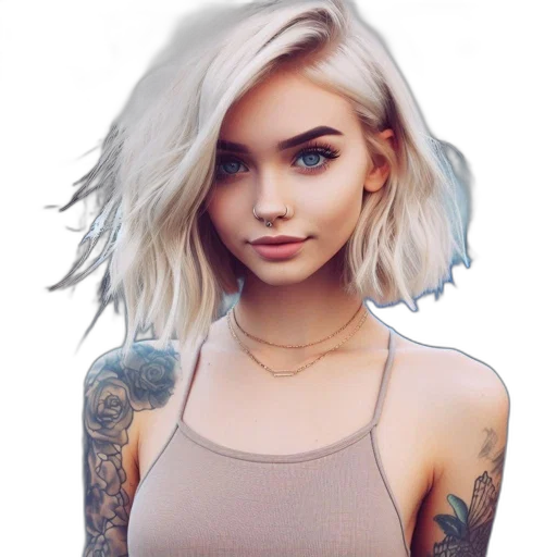 hair, face, jewelry, dress transparent PNG cut-out
