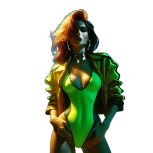 jacket, dress, comic book art, concept art transparent PNG cut-out