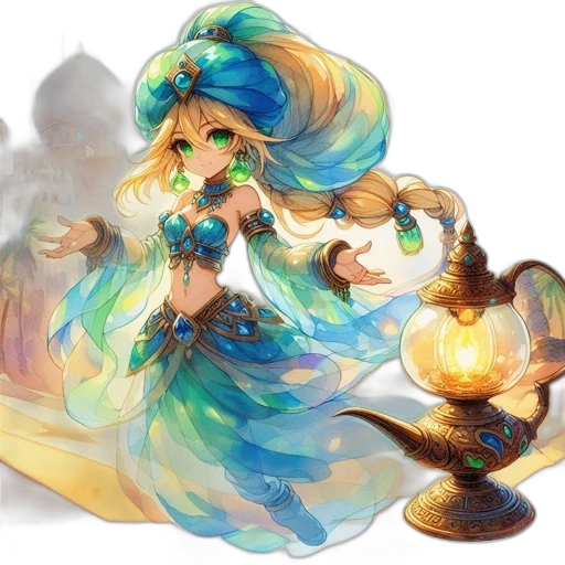 fantasy art, concept art, anime, watercolor transparent PNG cut-out