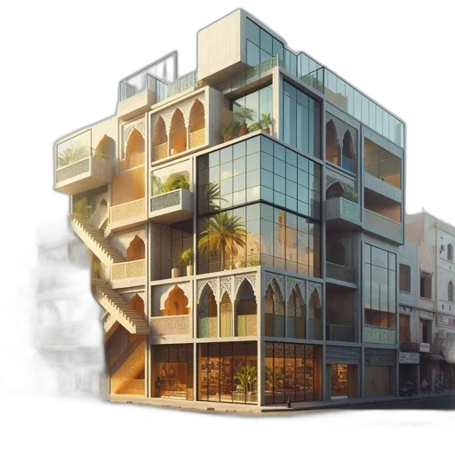 building, 3d render, photorealistic, concept art transparent PNG cut-out