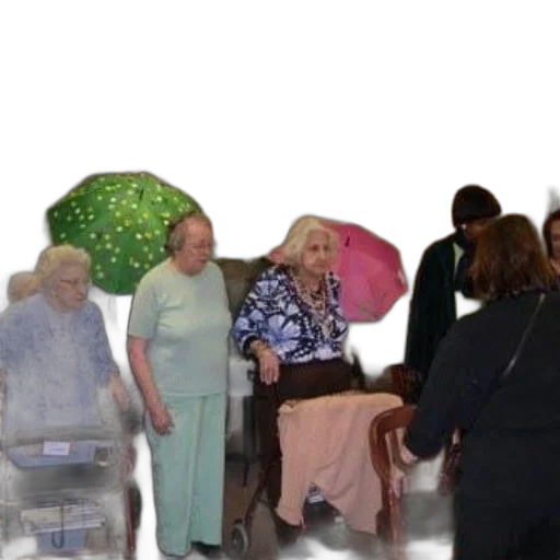 staff, umbrella, group, elderly transparent PNG cut-out