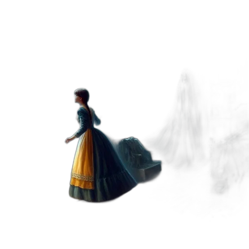 dress, robot, crown, staff transparent PNG cut-out