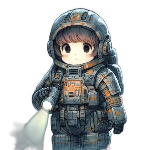 weapon, robot, jacket, staff transparent PNG cut-out