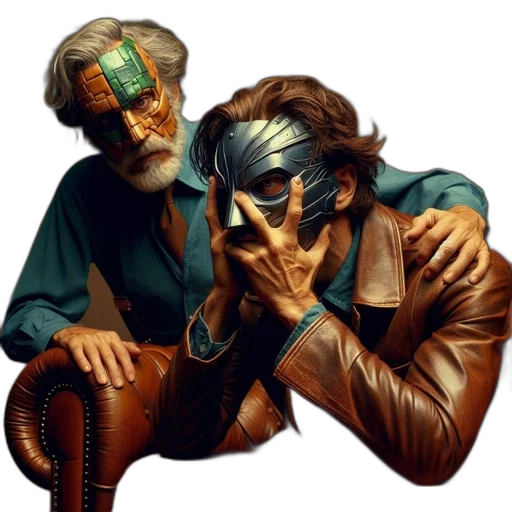 mask, jacket, face, concept art transparent PNG cut-out