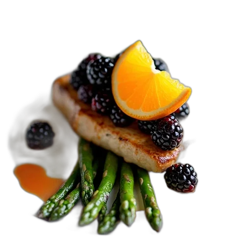 food, photorealistic, plate, asparagus transparent PNG cut-out