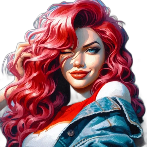 face, hair, jacket, fantasy art transparent PNG cut-out