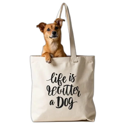 dog, tote, bag, life transparent PNG cut-out