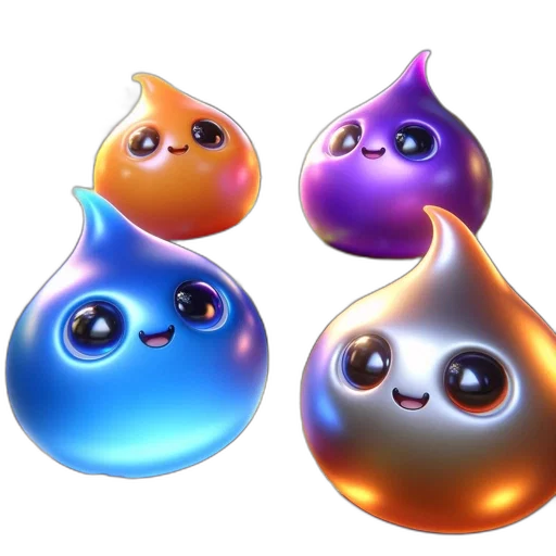 concept art, 3d render, colorful, three transparent PNG cut-out