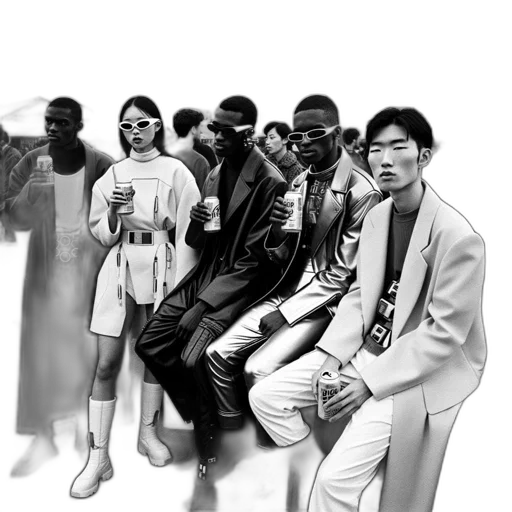 jacket, concept art, monochrome, five transparent PNG cut-out