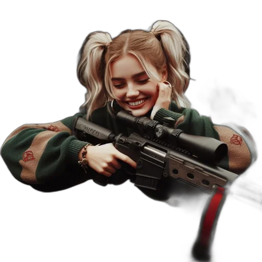 weapon, staff, jacket, hair transparent PNG cut-out