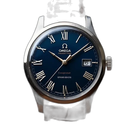 omega, date, midnight, blue transparent PNG cut-out
