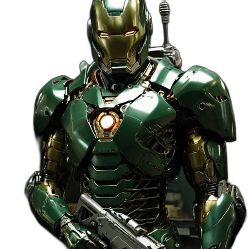 robot, weapon, concept art, 3d render transparent PNG cut-out