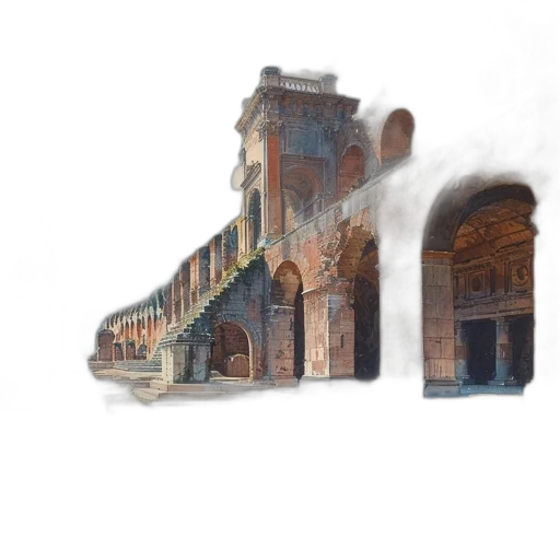 building, umbrella, face, photorealistic transparent PNG cut-out