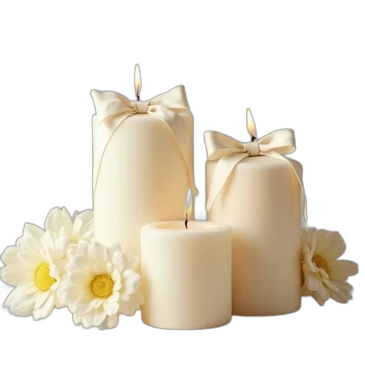 ivory, candles, bows transparent PNG cut-out