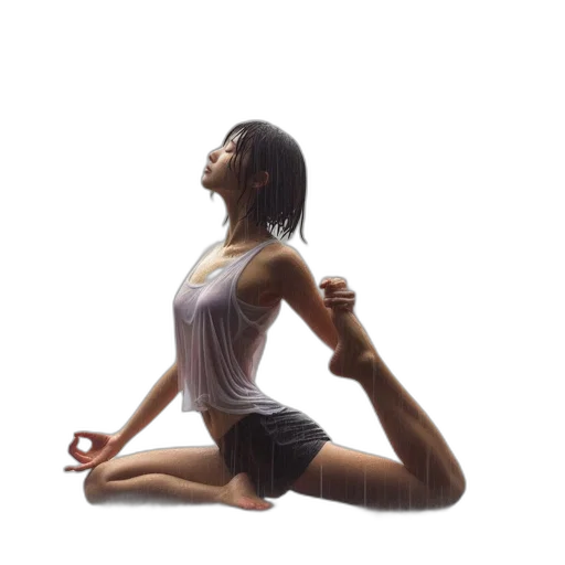 photorealistic, rainy, setting, woman transparent PNG cut-out