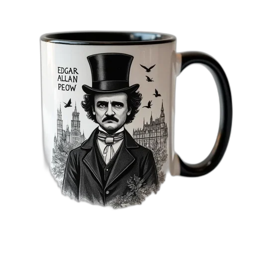photorealistic, white, mug, black transparent PNG cut-out