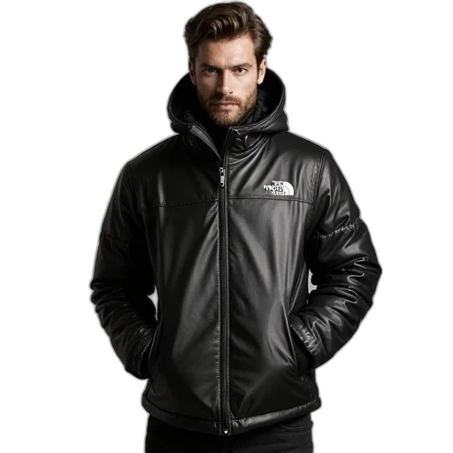 jacket, north, face, leather transparent PNG cut-out