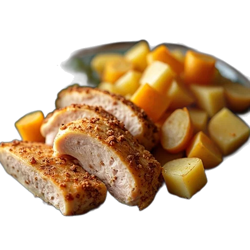 food, 3d render, golden, back transparent PNG cut-out