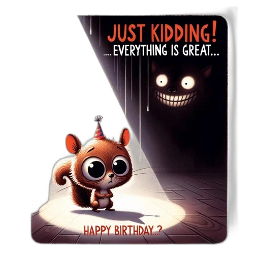 illustrated, birthday, card, features transparent PNG cut-out