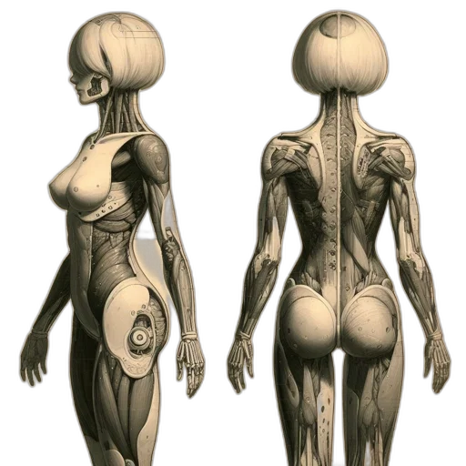 robot, dress, concept art, 3d render transparent PNG cut-out
