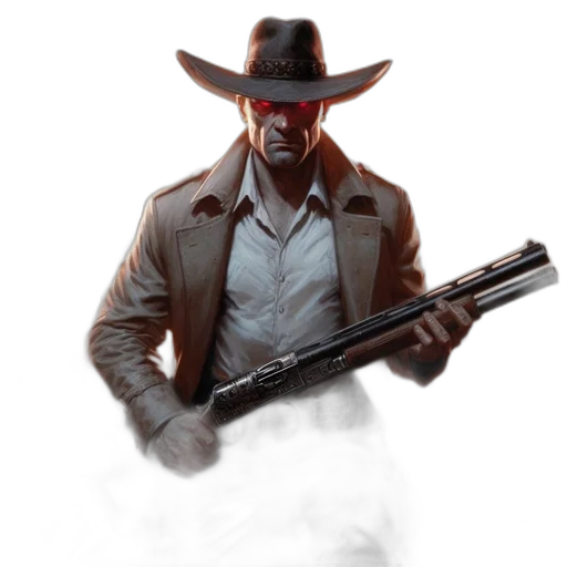 weapon, jacket, hat, staff transparent PNG cut-out