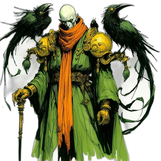 concept art, comic book art, fantasy art, green transparent PNG cut-out