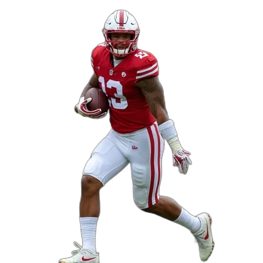football, player, red, white transparent PNG cut-out