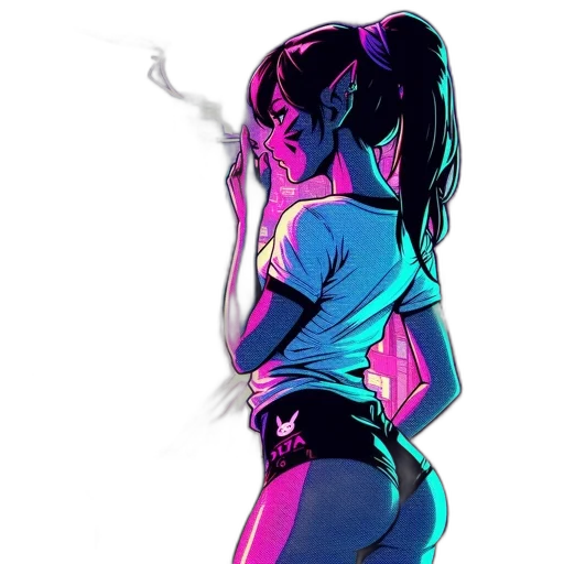comic book art, cyberpunk, concept art, anime transparent PNG cut-out