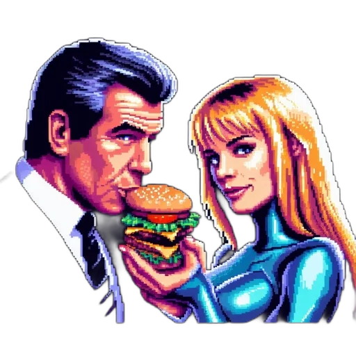 food, robot, comic book art, pixel art transparent PNG cut-out