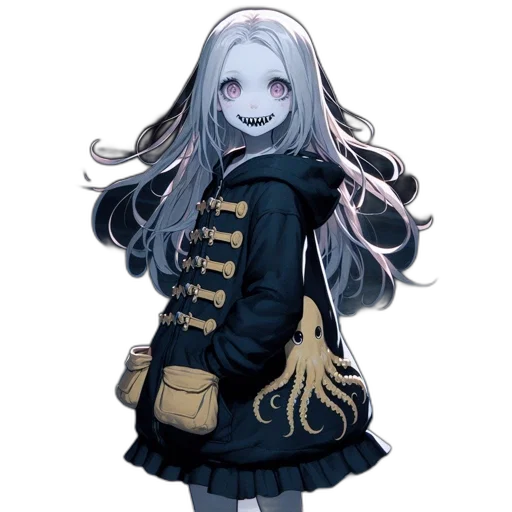 jacket, mask, creature, staff transparent PNG cut-out