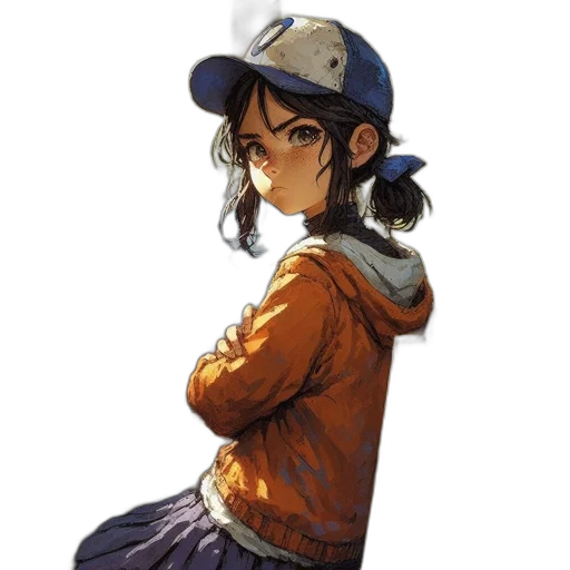 hat, jacket, staff, face transparent PNG cut-out