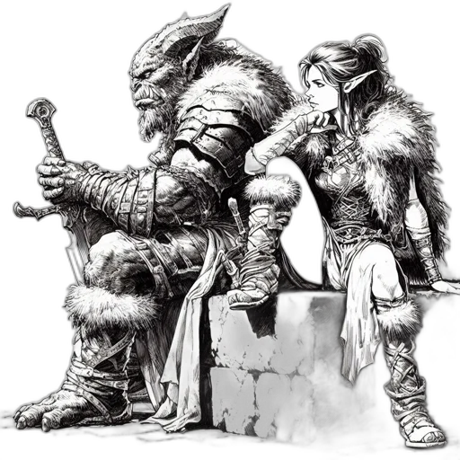 dragon, sword, staff, fantasy art transparent PNG cut-out