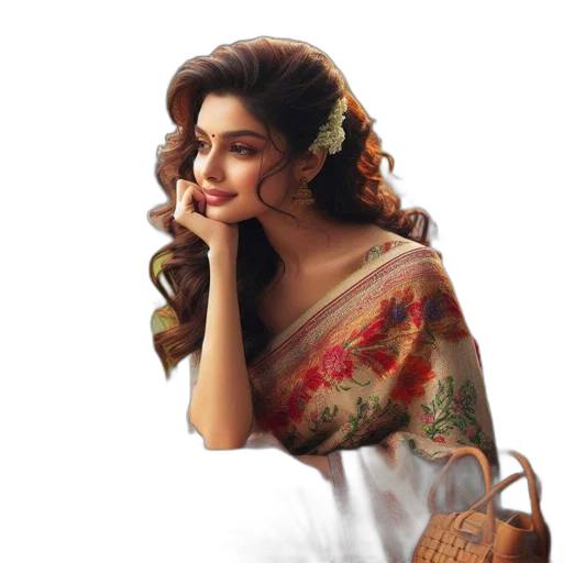 photorealistic, oil painting, woman, wearing transparent PNG cut-out