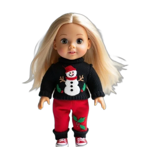 3d render, cartoon, doll, blonde transparent PNG cut-out