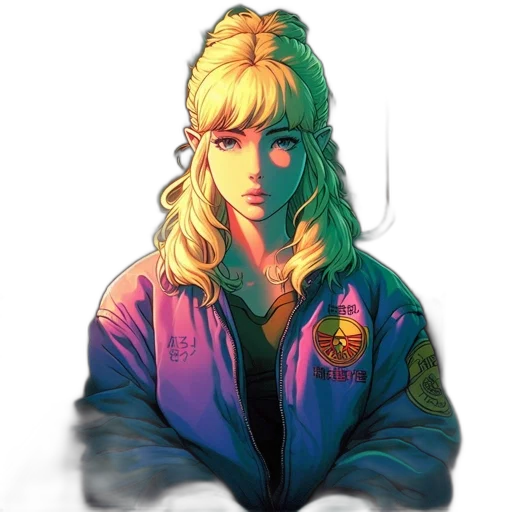 jacket, face, hat, vaporwave transparent PNG cut-out
