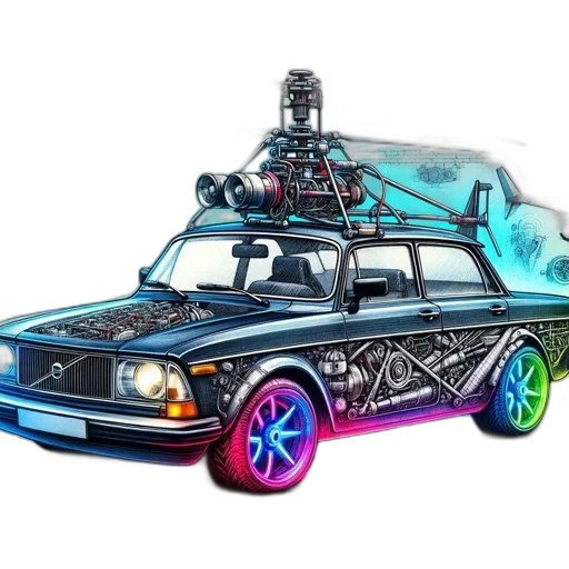car, robot, concept art, cyberpunk transparent PNG cut-out