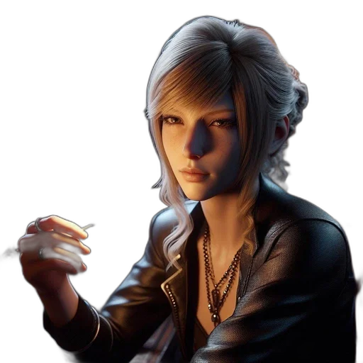 jacket, face, jewelry, staff transparent PNG cut-out