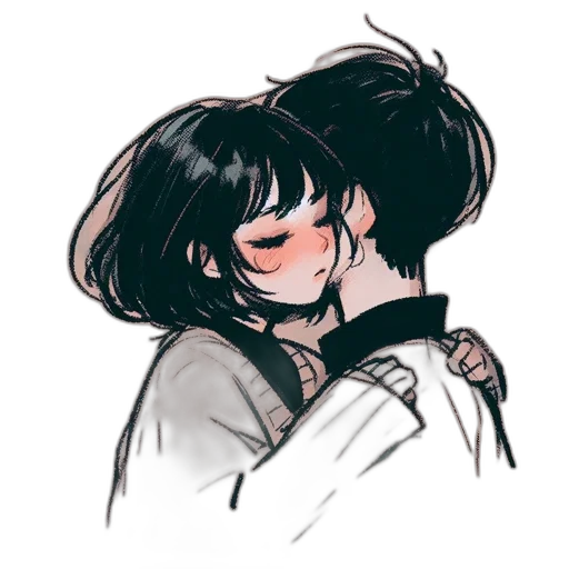 jacket, mask, hair, watercolor transparent PNG cut-out