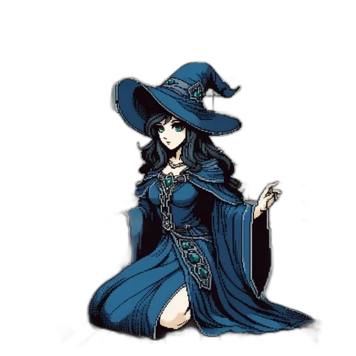 dress, hat, staff, fantasy art transparent PNG cut-out