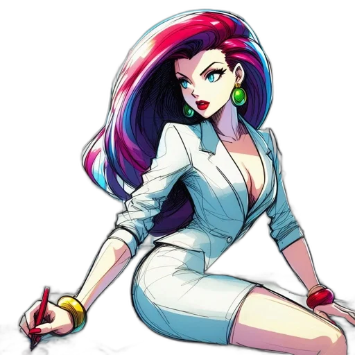 staff, dress, hair, cartoon transparent PNG cut-out