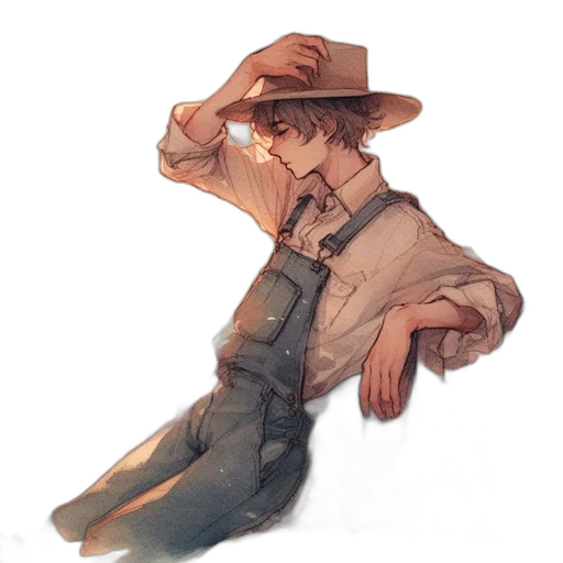 hat, jacket, staff, creature transparent PNG cut-out