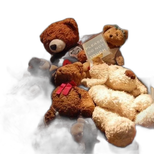 3d render, group, stuffed, animals transparent PNG cut-out