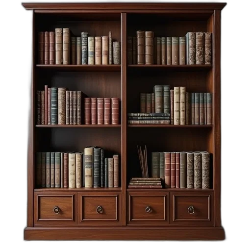 furniture, staff, wooden, bookshelf transparent PNG cut-out