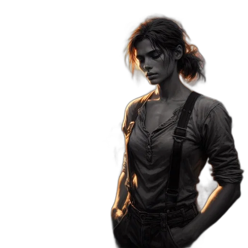 jacket, face, weapon, staff transparent PNG cut-out