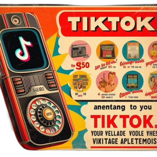 robot, vintage-styled, tiktok, advertisement transparent PNG cut-out
