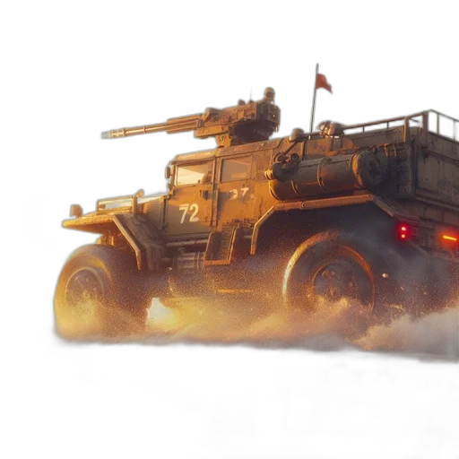 weapon, car, concept art, 3d render transparent PNG cut-out