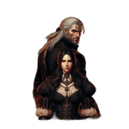 jacket, hair, staff, face transparent PNG cut-out