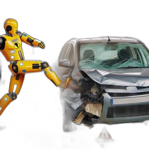 robot, car, silver, crashes transparent PNG cut-out