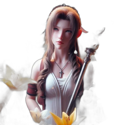 staff, flower, weapon, fantasy art transparent PNG cut-out